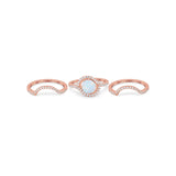 Three Piece Ring Band Round Simulated Cubic Zirconia 925 Sterling Silver