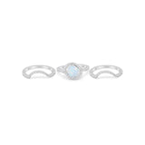 Three Piece Ring Band Round Simulated Cubic Zirconia 925 Sterling Silver