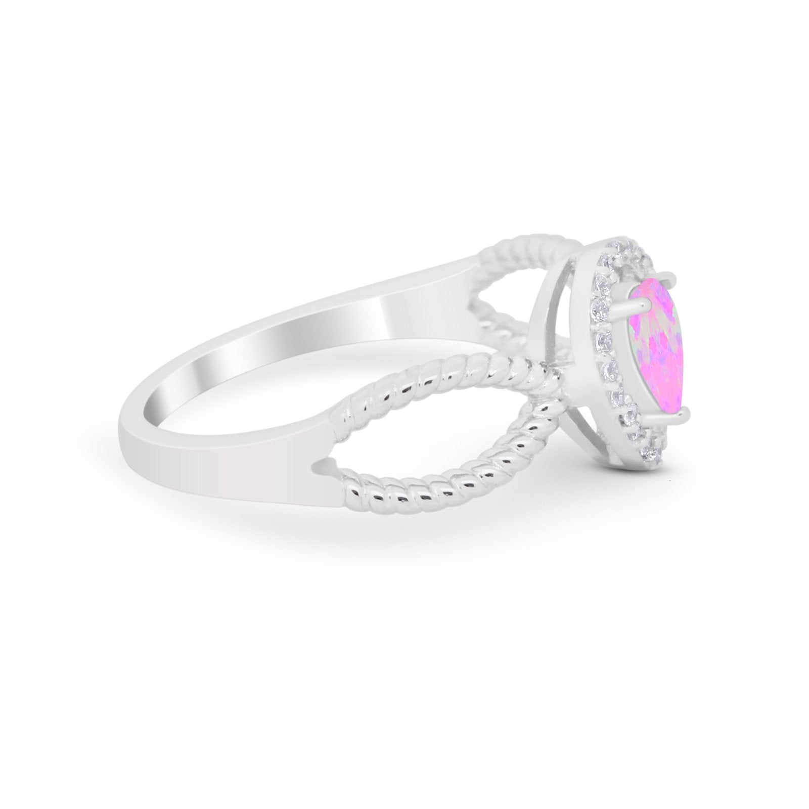 Teardrop Wedding Ring Pear Round Simulated Cubic Zirconia 925 Sterling Silver