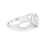 Teardrop Wedding Ring Pear Round Simulated Cubic Zirconia 925 Sterling Silver