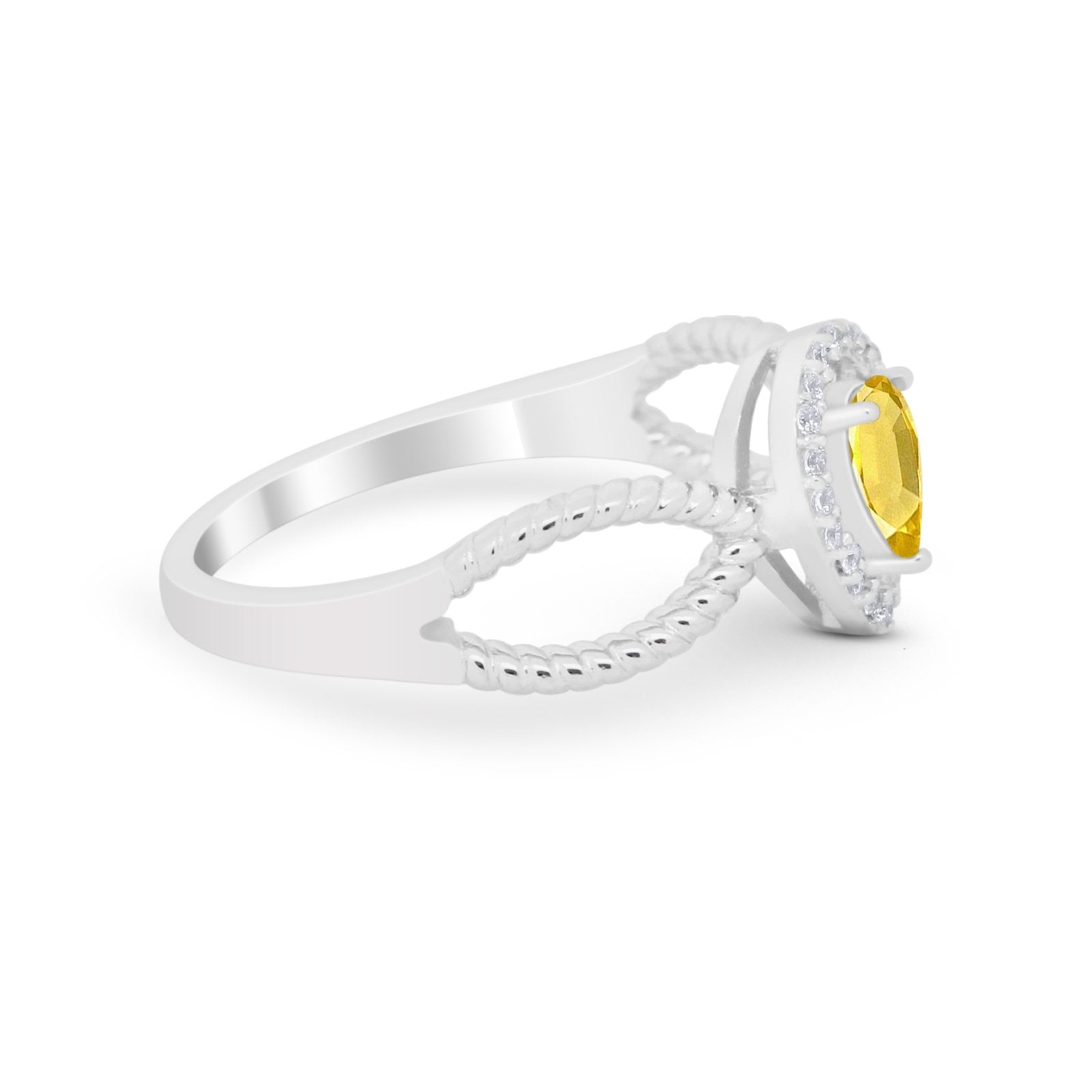 Teardrop Wedding Ring Pear Round Simulated Cubic Zirconia 925 Sterling Silver