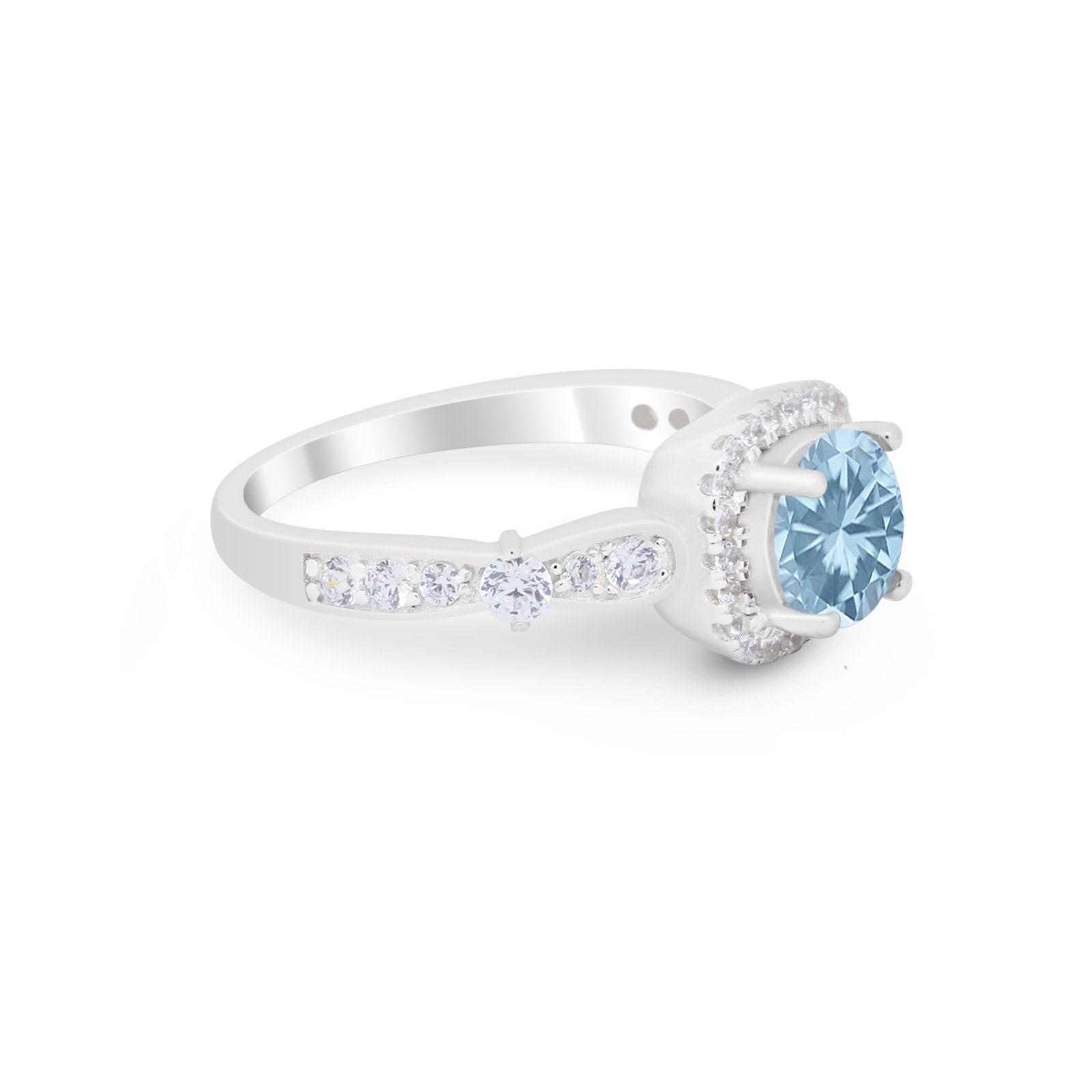 Vintage Art Deco Wedding Engagement Ring Round Cubic Zirconia 925 Sterling Silve-