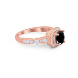 Vintage Art Deco Wedding Engagement Ring Round Cubic Zirconia 925 Sterling Silve-