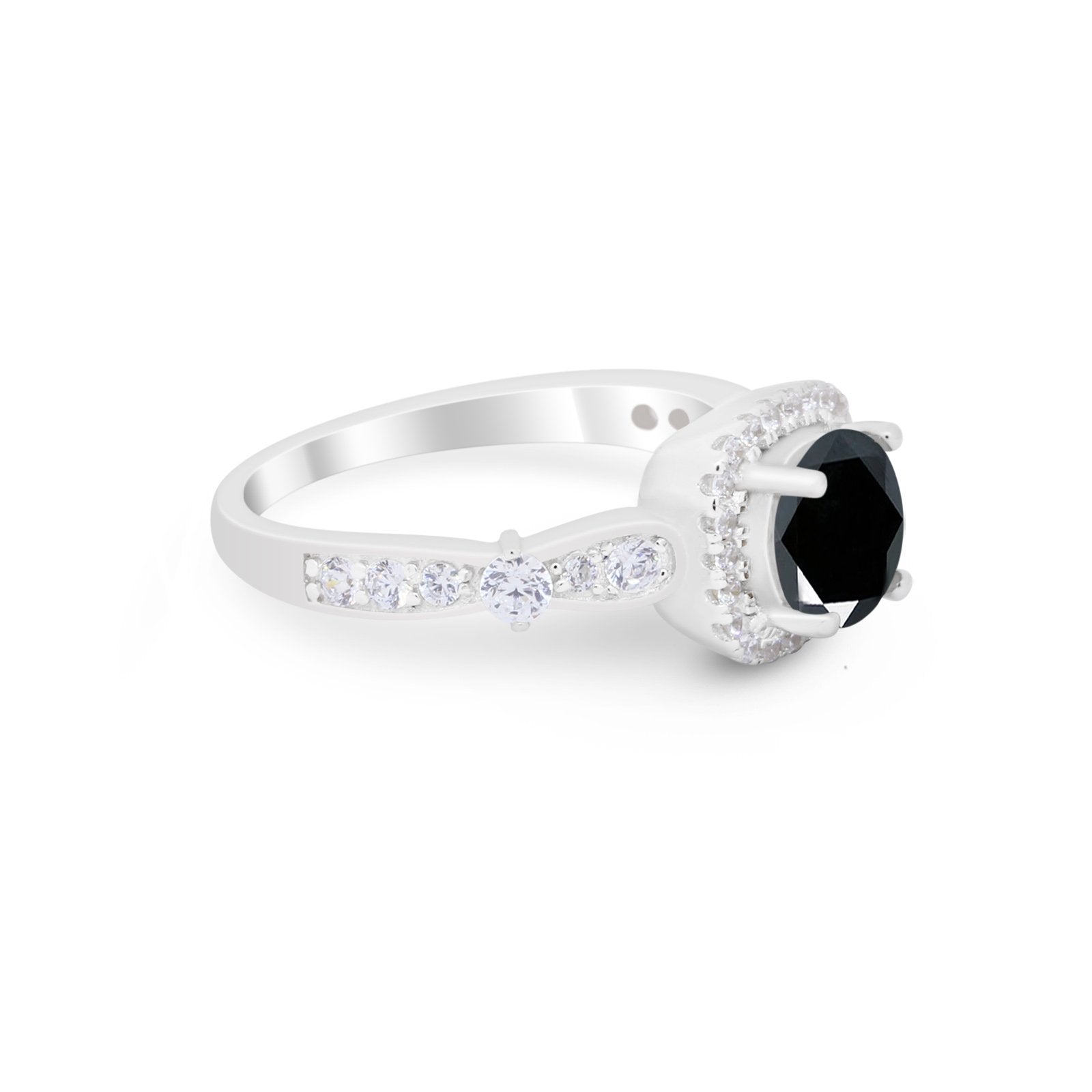 Vintage Art Deco Wedding Engagement Ring Round Cubic Zirconia 925 Sterling Silve-