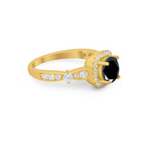 Vintage Art Deco Wedding Engagement Ring Round Cubic Zirconia 925 Sterling Silve-