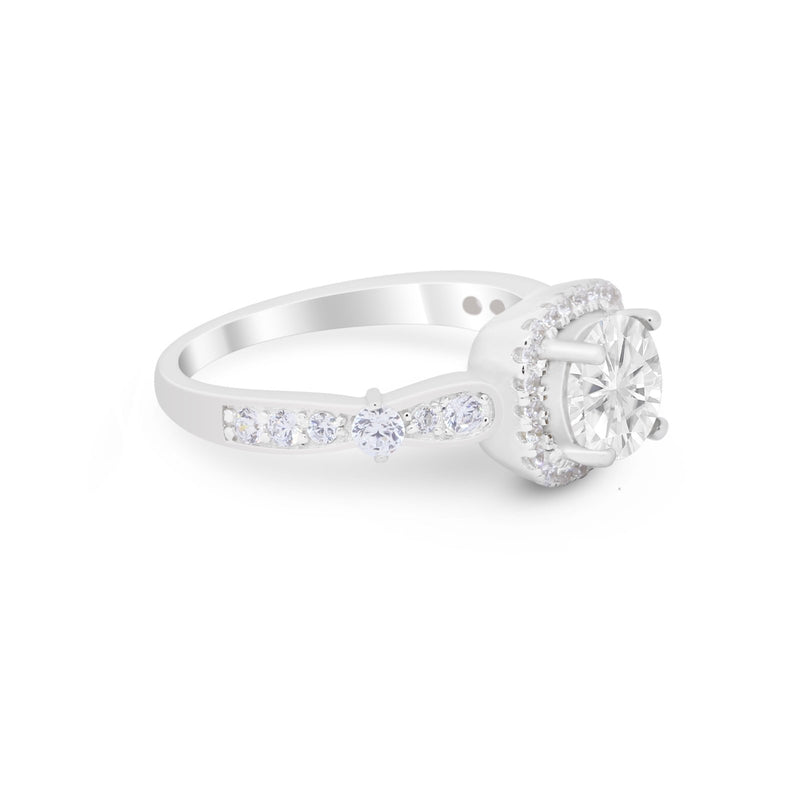 Vintage Art Deco Wedding Engagement Ring Round Cubic Zirconia 925 Sterling Silve-