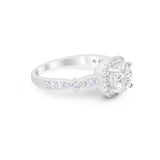 Vintage Art Deco Wedding Engagement Ring Round Cubic Zirconia 925 Sterling Silve-