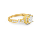 Vintage Art Deco Wedding Engagement Ring Round Cubic Zirconia 925 Sterling Silve-
