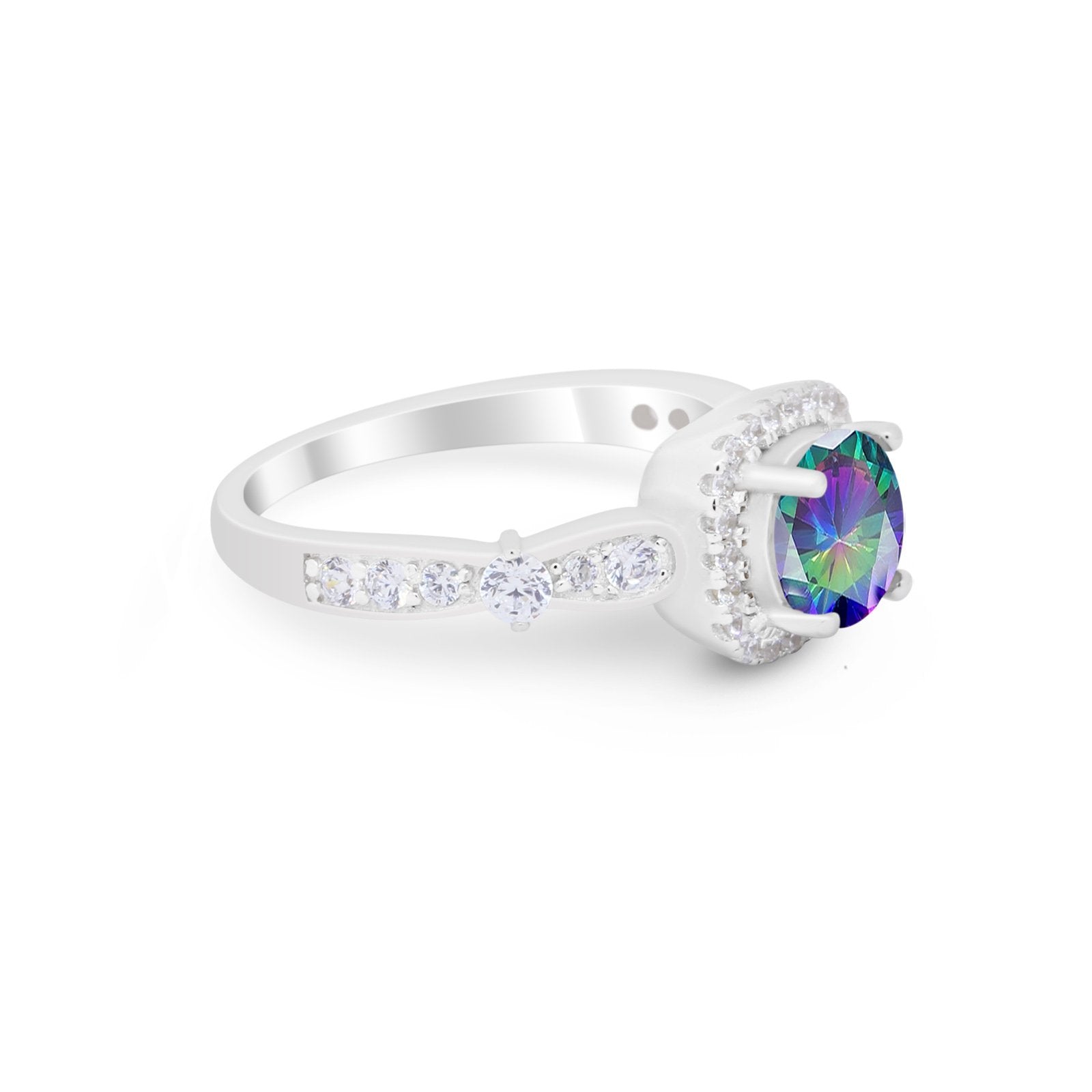 Vintage Art Deco Wedding Engagement Ring Round Cubic Zirconia 925 Sterling Silve