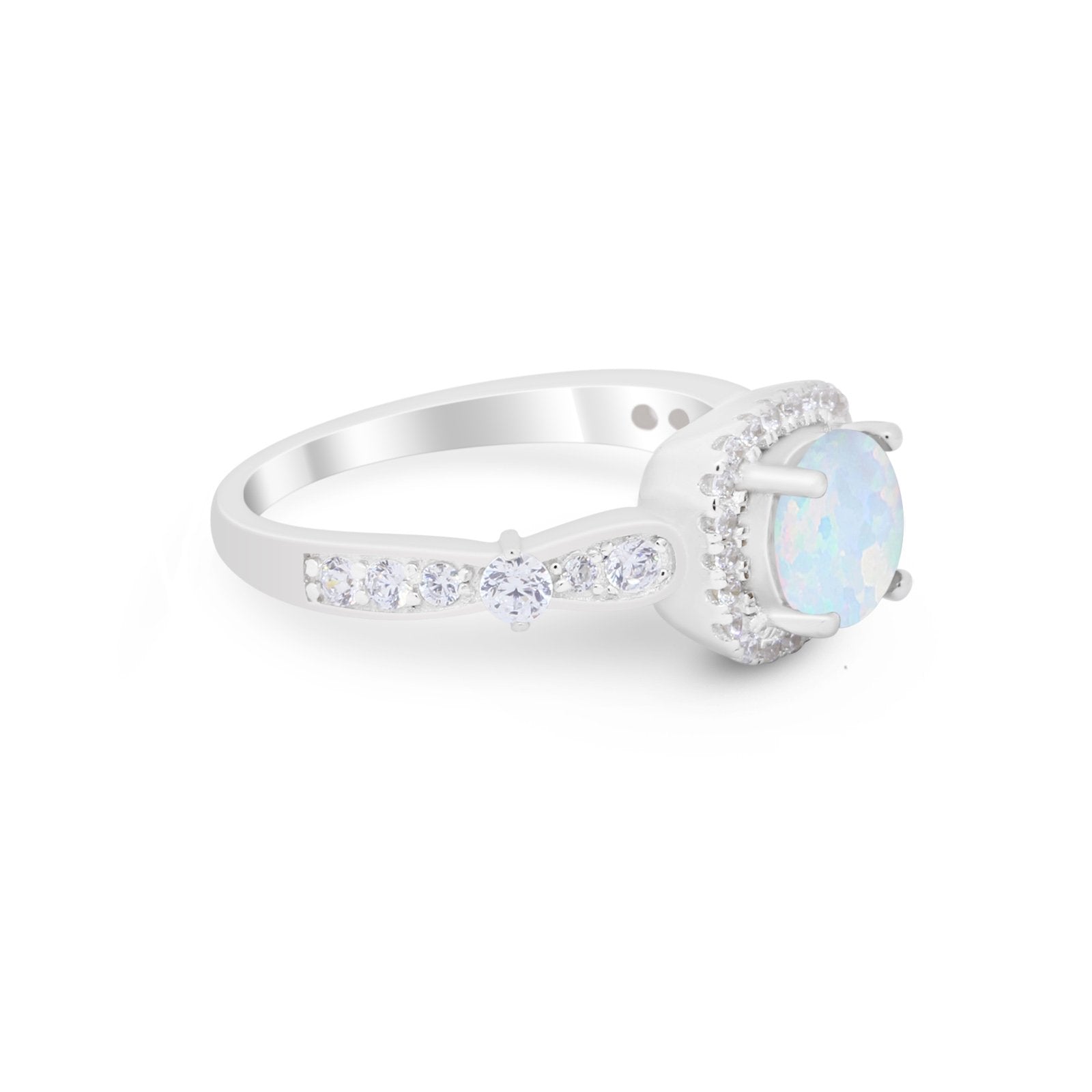 Vintage Art Deco Wedding Engagement Ring Round Cubic Zirconia 925 Sterling Silve