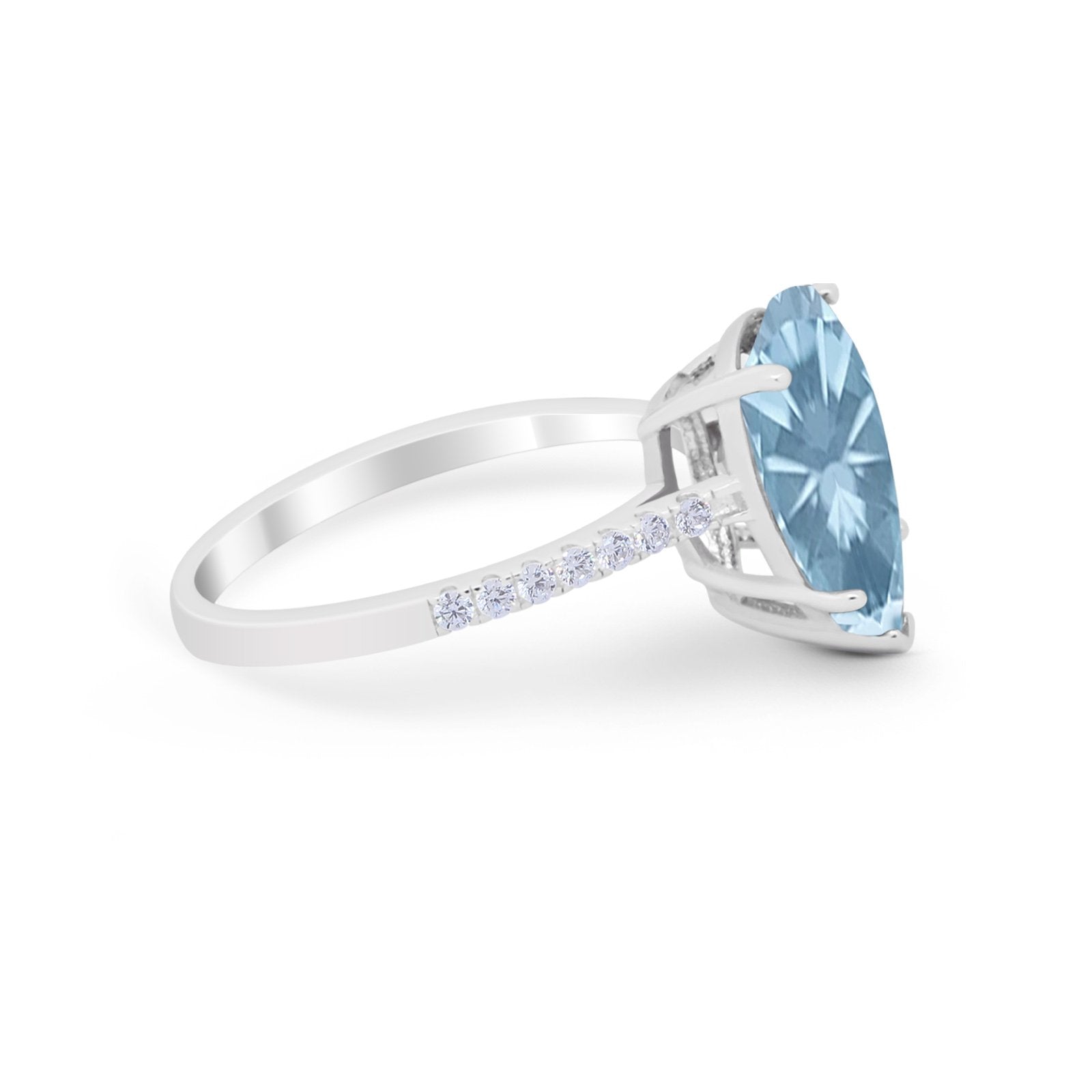 Teardrop Wedding Engagement Ring Pear Round Cubic Zirconia 925 Sterling Silver