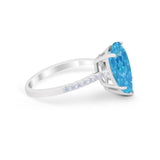 Teardrop Wedding Engagement Ring Pear Round Cubic Zirconia 925 Sterling Silver