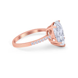 Teardrop Wedding Engagement Ring Pear Round Cubic Zirconia 925 Sterling Silver
