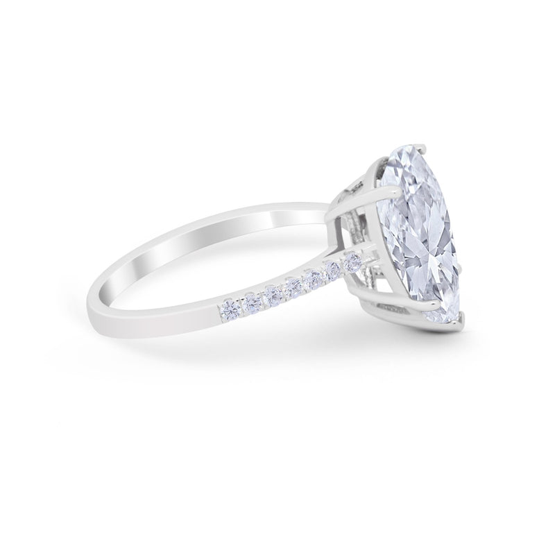 Teardrop Wedding Engagement Ring Pear Round Cubic Zirconia 925 Sterling Silver