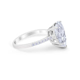 Teardrop Wedding Engagement Ring Pear Round Cubic Zirconia 925 Sterling Silver
