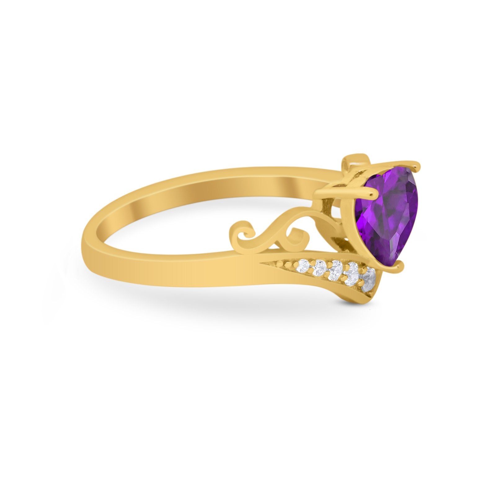Heart Filigree Thumb Ring Round Simulated Cubic Zirconia 925 Sterling Silver