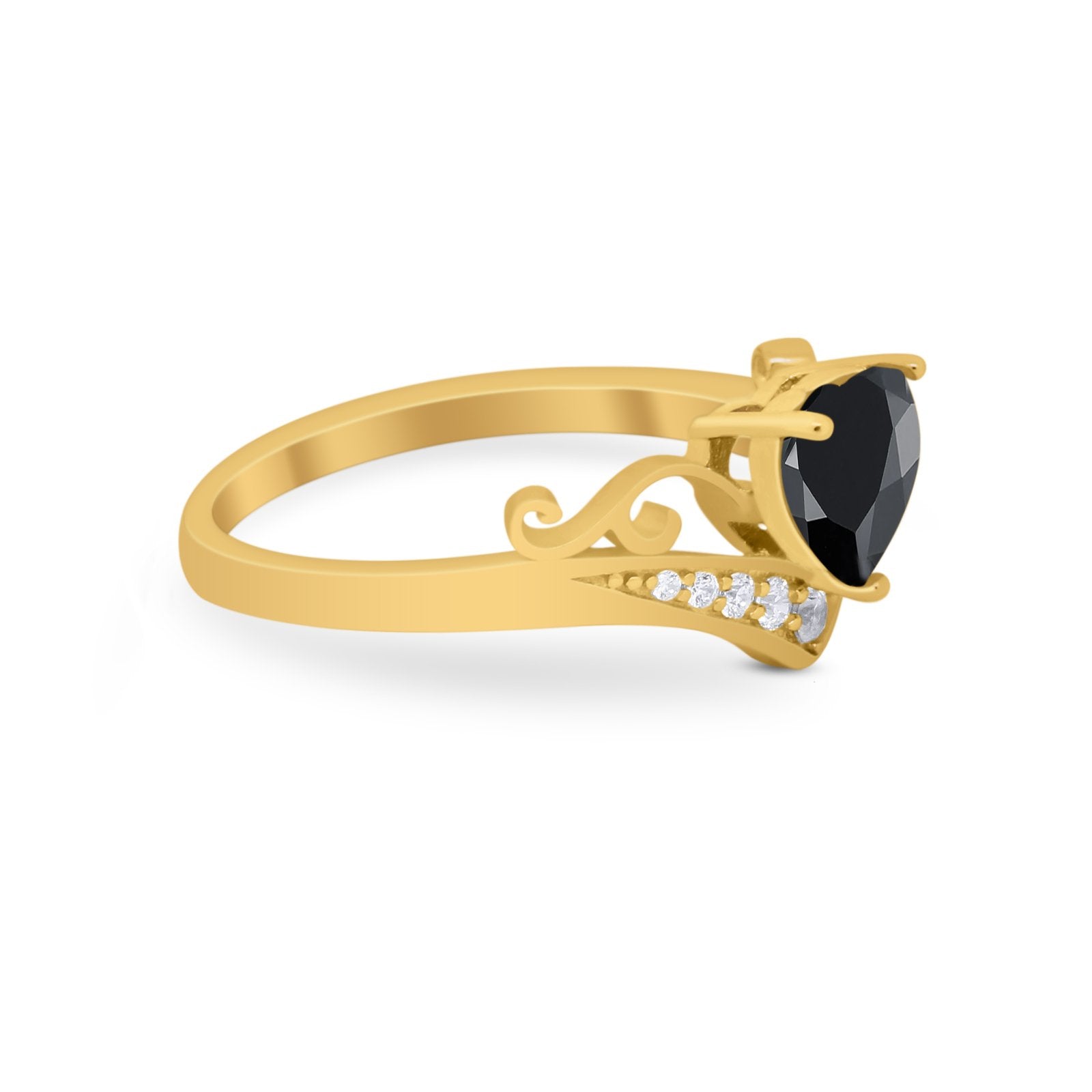 Heart Filigree Thumb Ring Round Simulated Cubic Zirconia 925 Sterling Silver