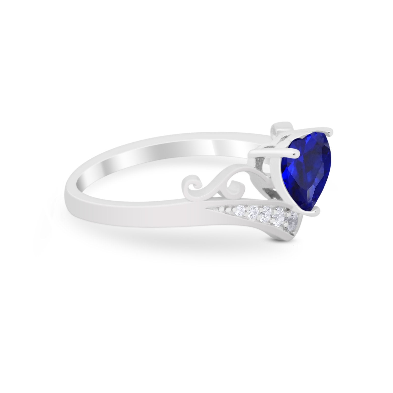 Heart Filigree Thumb Ring Round Simulated Cubic Zirconia 925 Sterling Silver