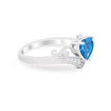 Heart Filigree Thumb Ring Round Simulated Cubic Zirconia 925 Sterling Silver