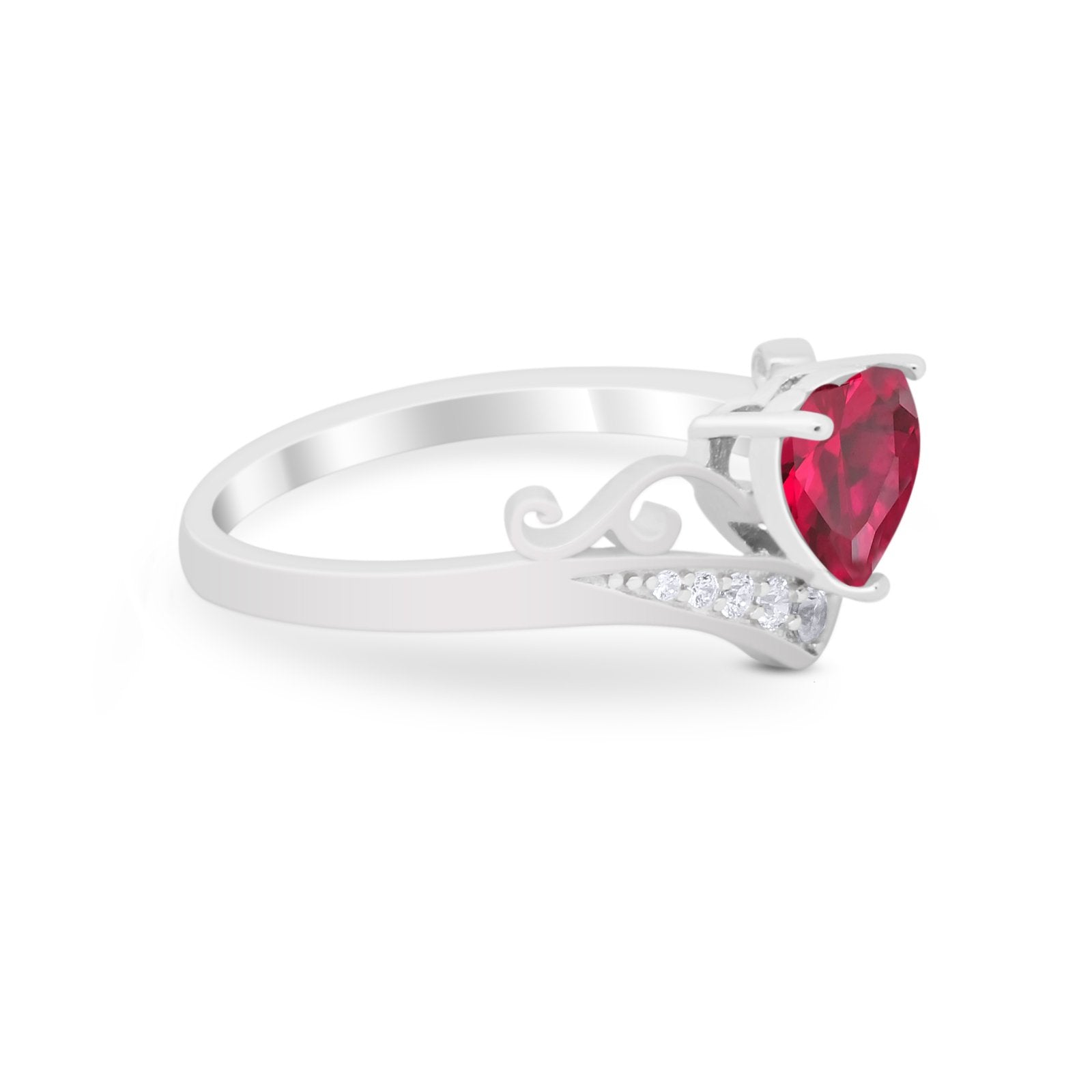 Heart Filigree Thumb Ring Round Simulated Cubic Zirconia 925 Sterling Silver