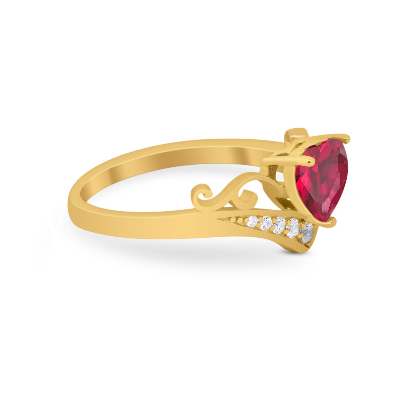 Heart Filigree Thumb Ring Round Simulated Cubic Zirconia 925 Sterling Silver