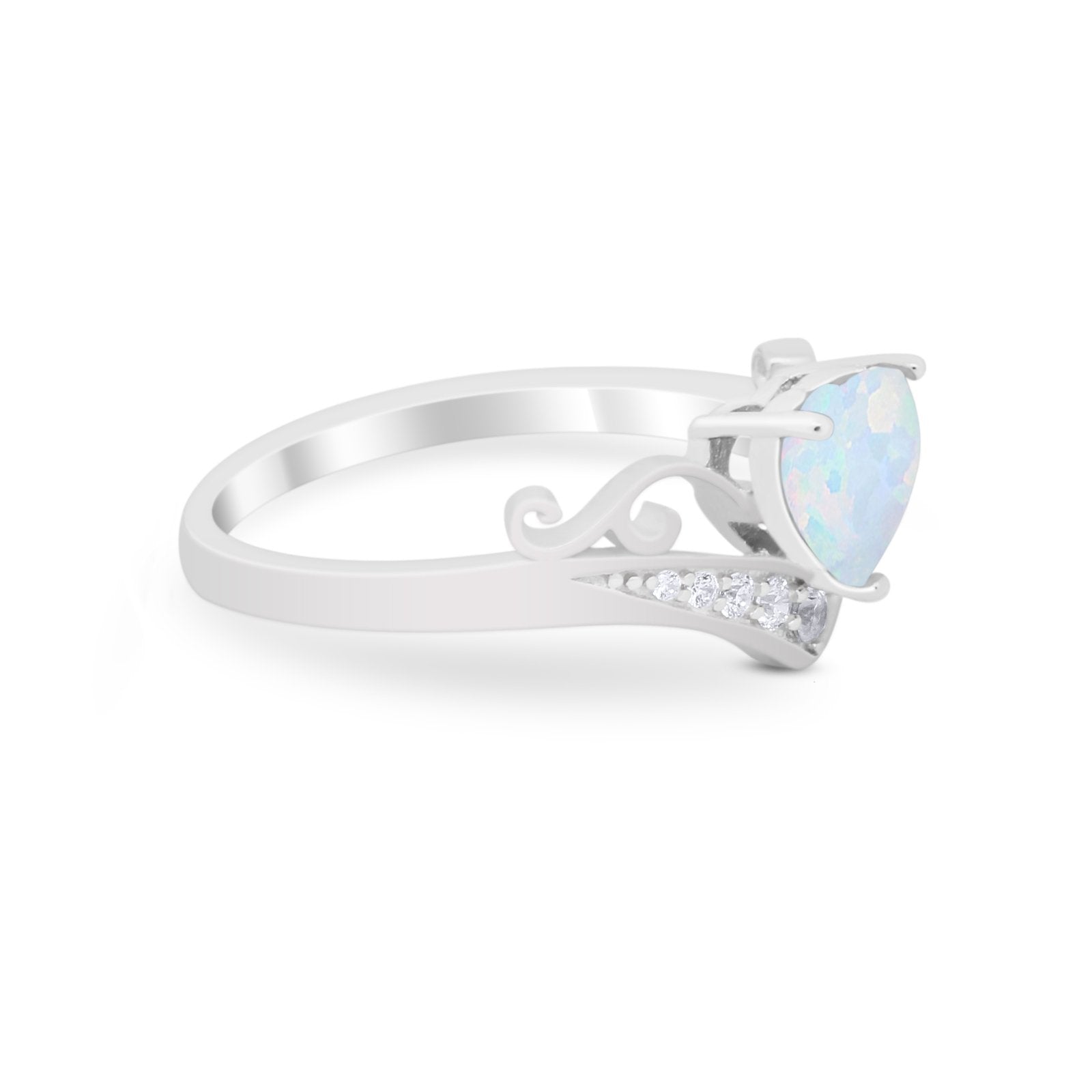 Heart Filigree Thumb Ring Round Simulated Cubic Zirconia 925 Sterling Silver