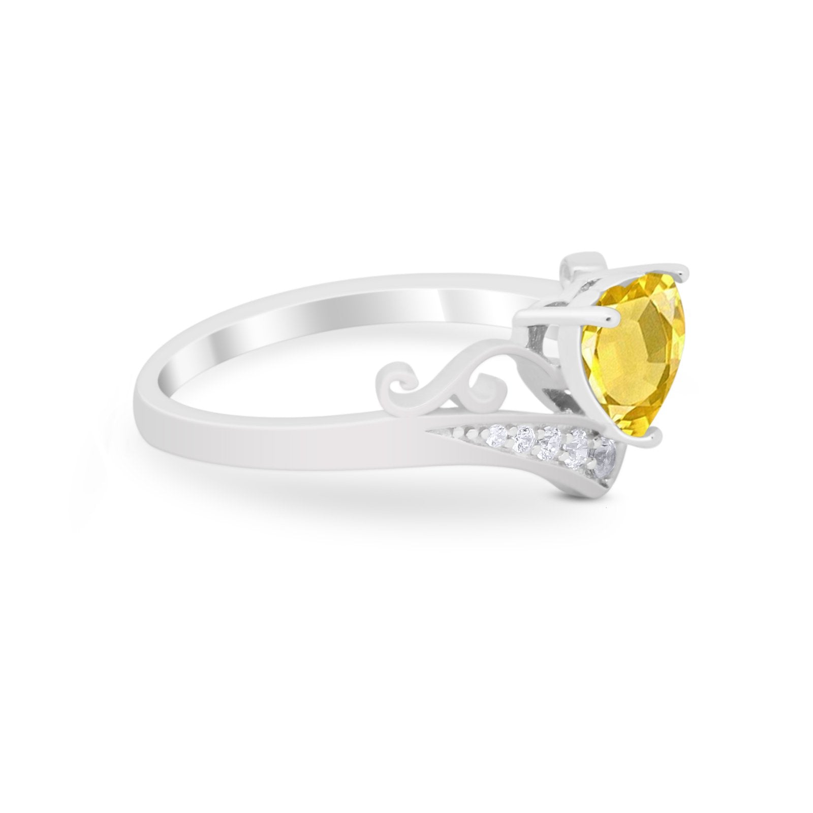 Heart Filigree Thumb Ring Round Simulated Cubic Zirconia 925 Sterling Silver
