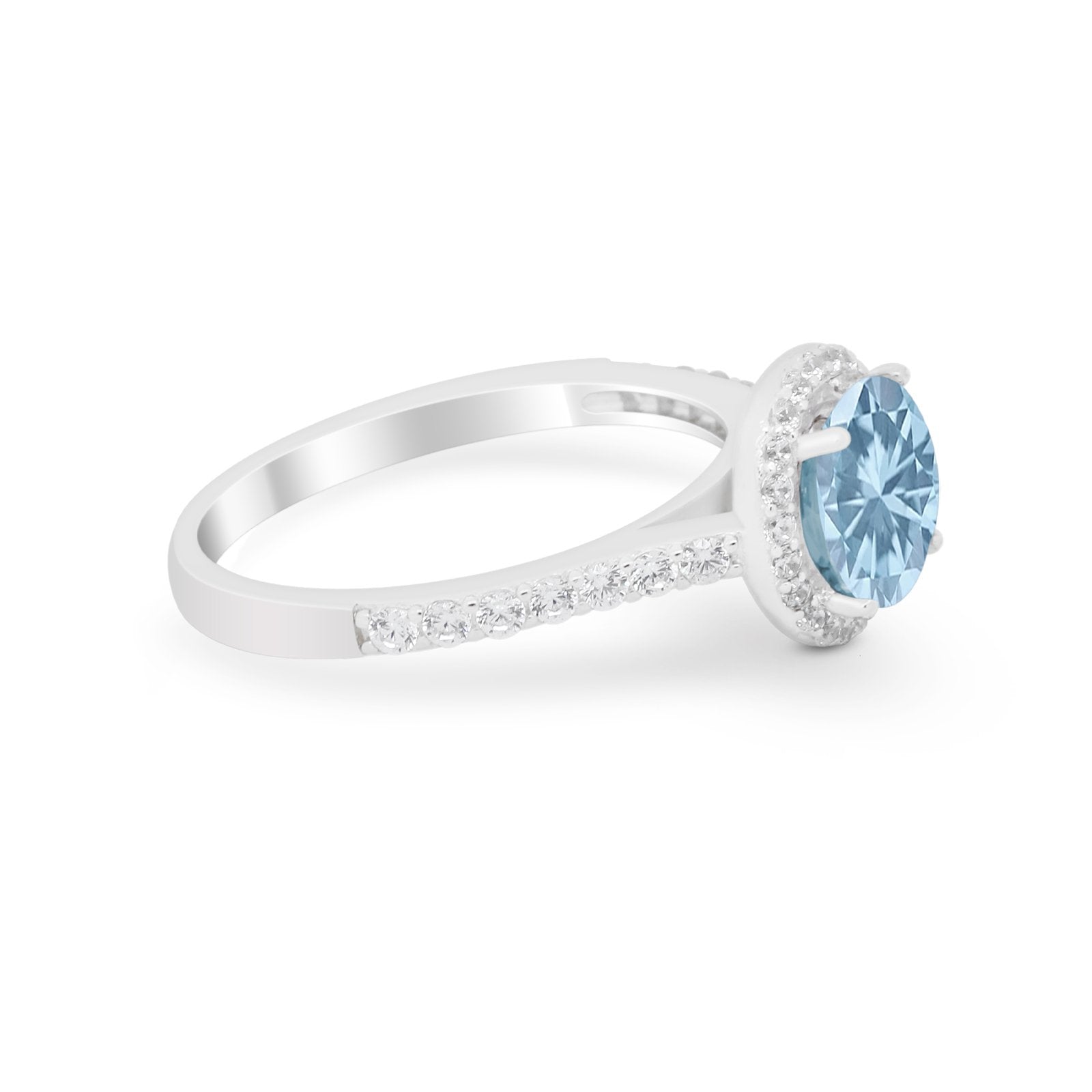 Accent Dazzling Wedding Ring Round Simulated Cubic Zirconia 925 Sterling Silver
