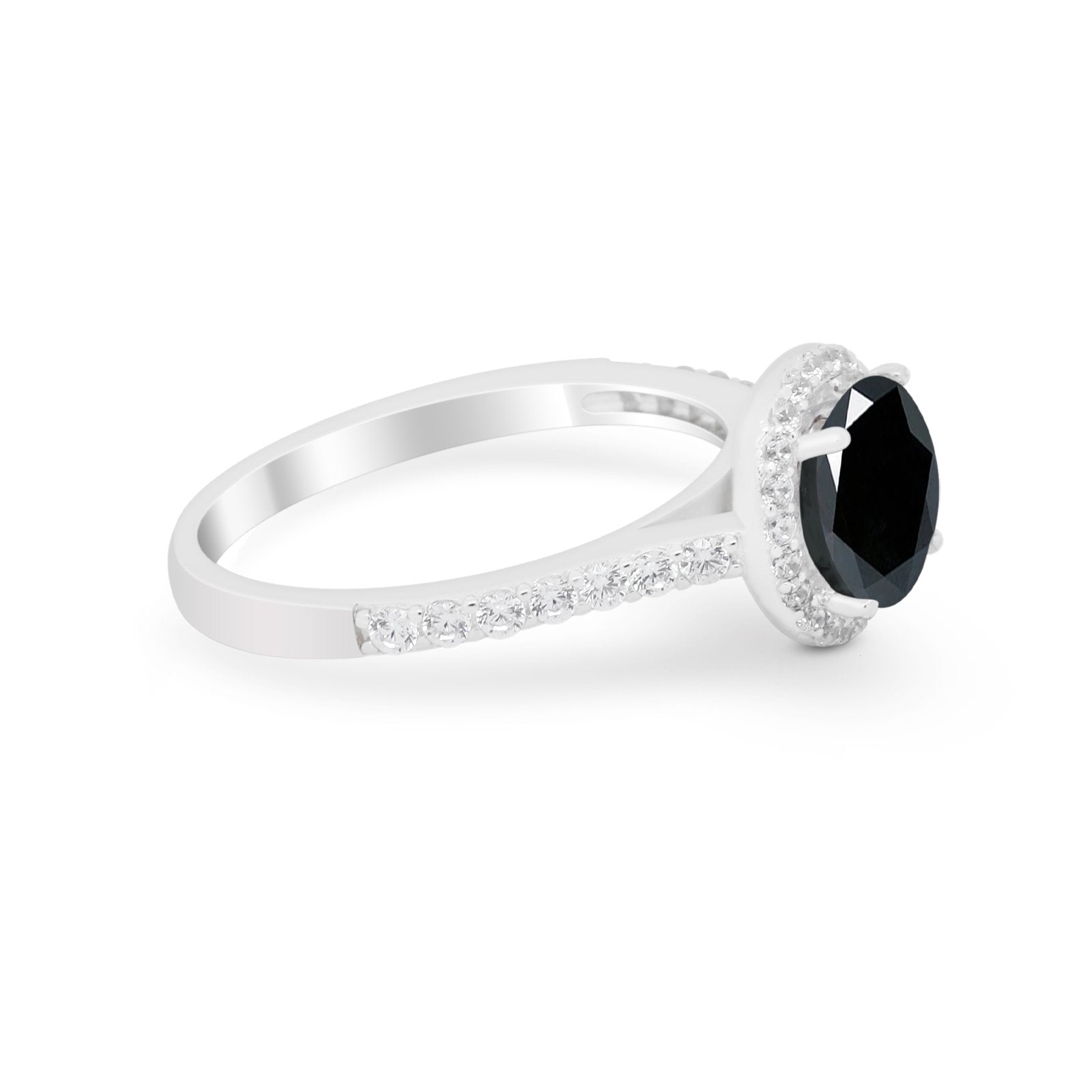 Accent Dazzling Wedding Ring Round Simulated Cubic Zirconia 925 Sterling Silver