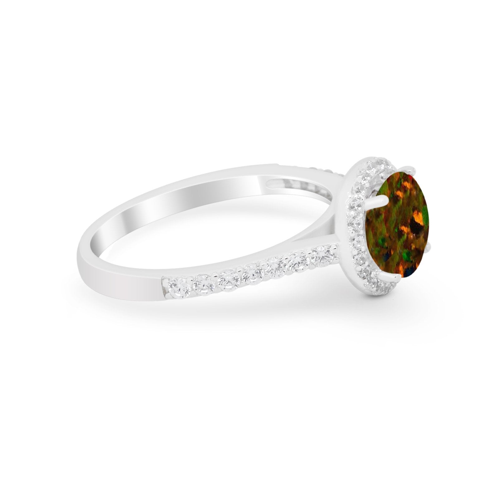 Accent Dazzling Wedding Ring Round Simulated Cubic Zirconia 925 Sterling Silver