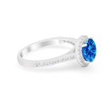 Accent Dazzling Wedding Ring Round Simulated Cubic Zirconia 925 Sterling Silver
