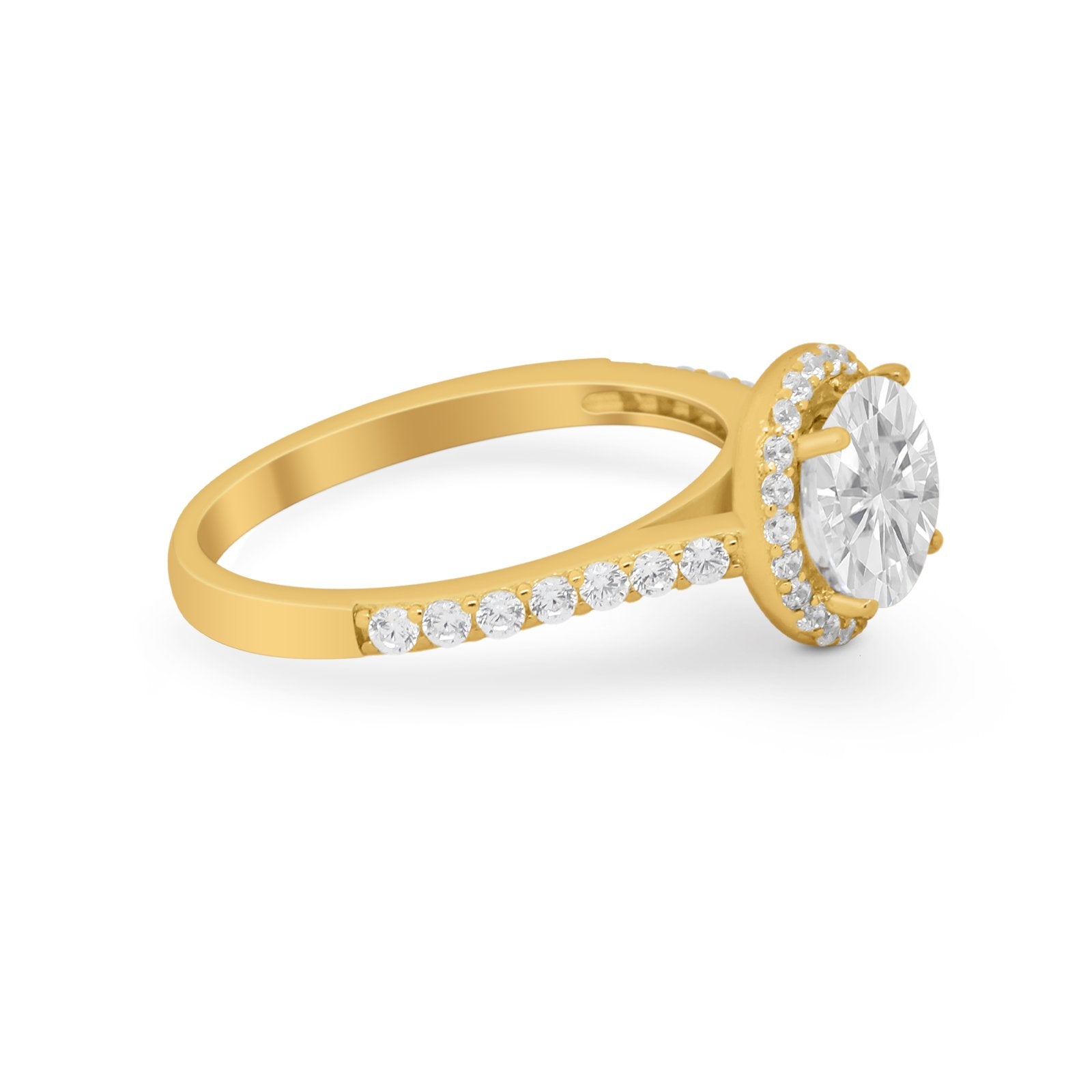 Accent Dazzling Wedding Ring Round Simulated Cubic Zirconia 925 Sterling Silver