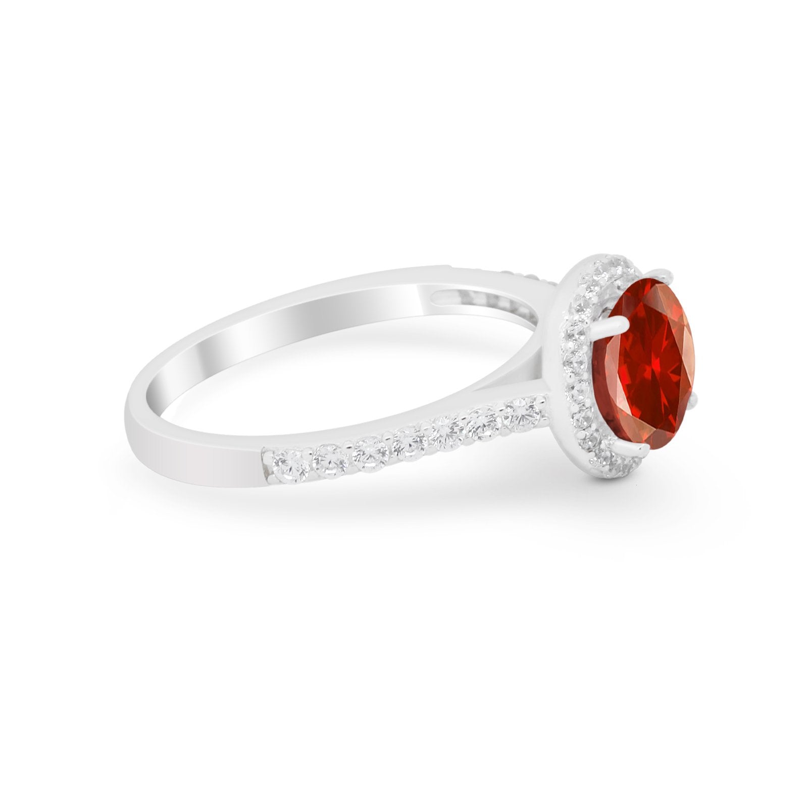 Accent Dazzling Wedding Ring Round Simulated Cubic Zirconia 925 Sterling Silver