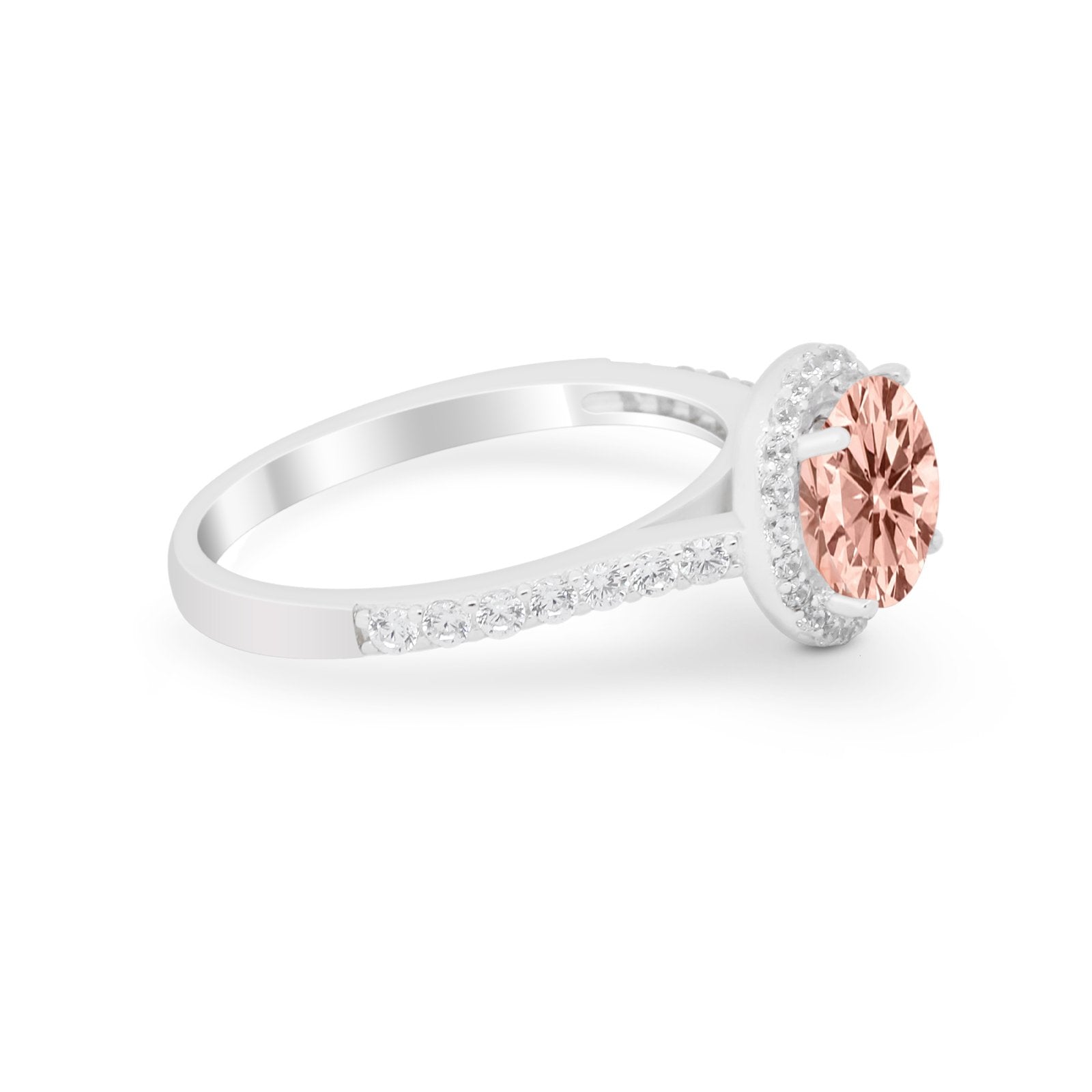 Accent Dazzling Wedding Ring Round Simulated Cubic Zirconia 925 Sterling Silver