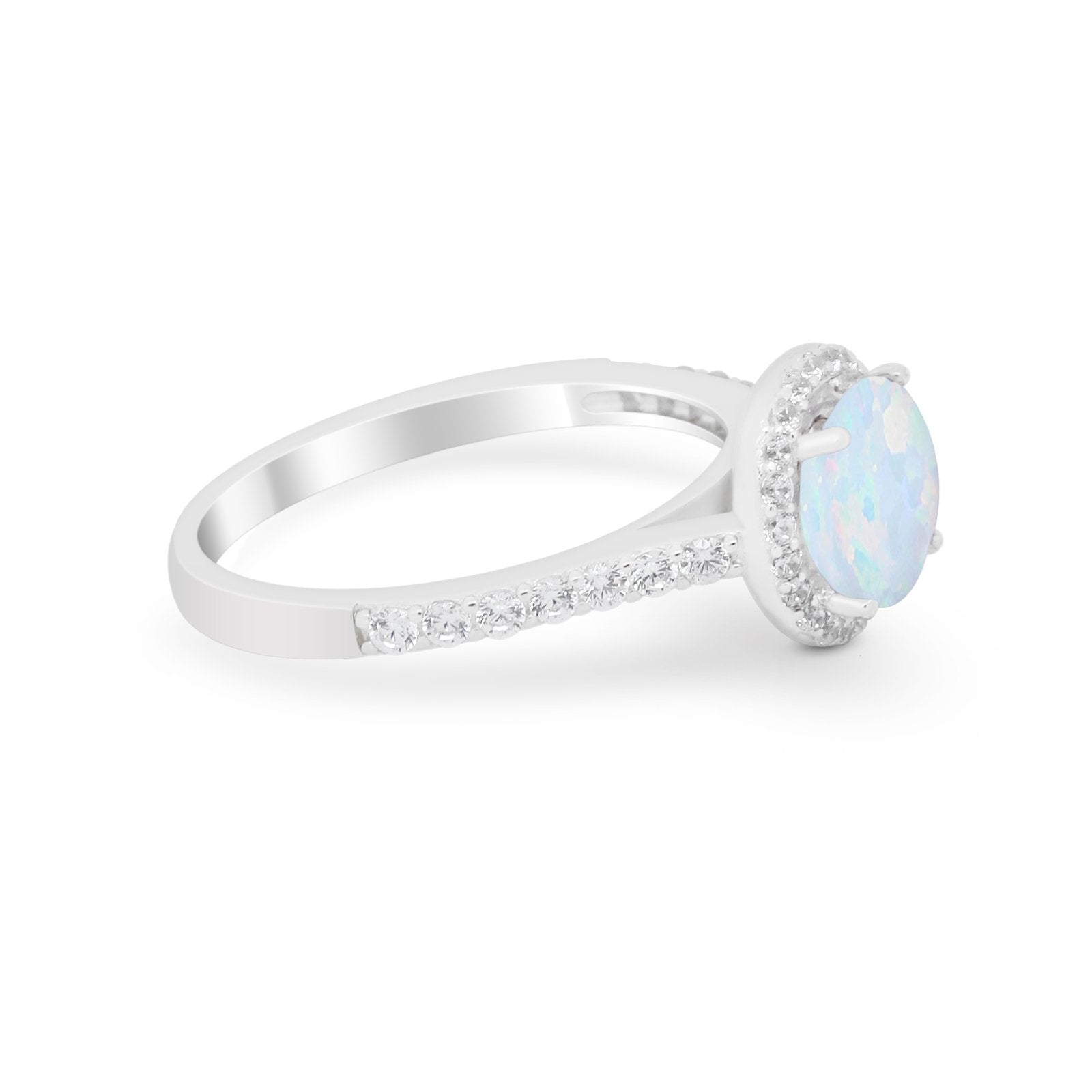 Accent Dazzling Wedding Ring Round Simulated Cubic Zirconia 925 Sterling Silver