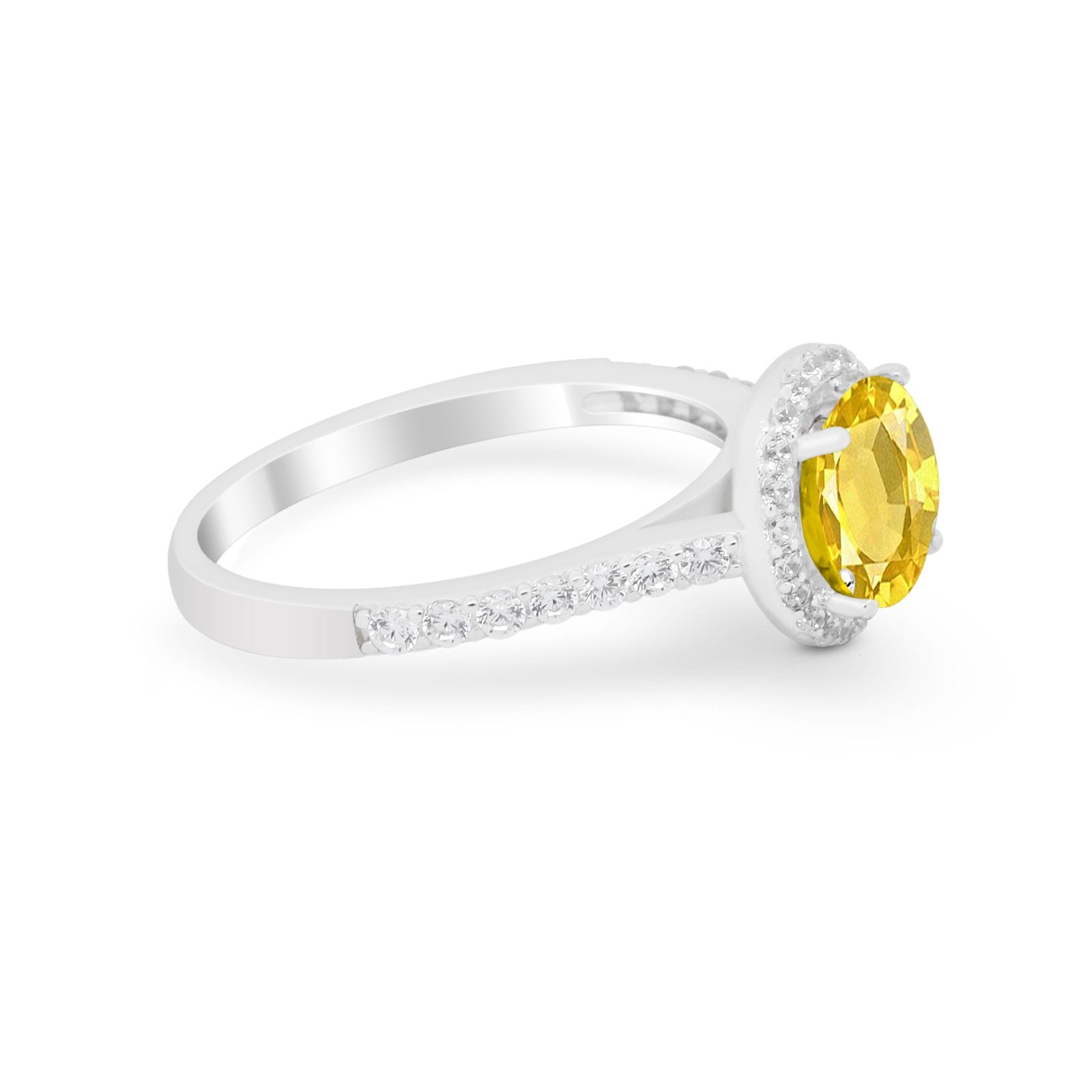 Accent Dazzling Wedding Ring Round Simulated Cubic Zirconia 925 Sterling Silver
