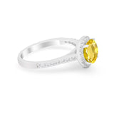 Accent Dazzling Wedding Ring Round Simulated Cubic Zirconia 925 Sterling Silver
