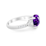 Art Deco Oval Wedding Ring Simulated Cubic Zirconia 925 Sterling Silver