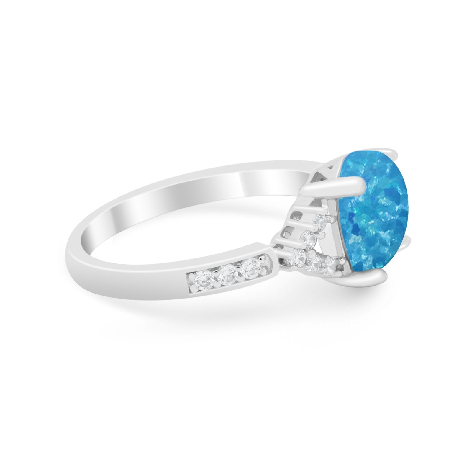 Art Deco Oval Wedding Ring Simulated Cubic Zirconia 925 Sterling Silver