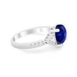 Art Deco Oval Wedding Ring Simulated Cubic Zirconia 925 Sterling Silver