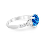 Art Deco Oval Wedding Ring Simulated Cubic Zirconia 925 Sterling Silver