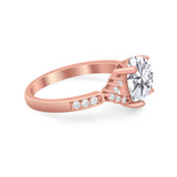 Art Deco Oval Wedding Ring Simulated Cubic Zirconia 925 Sterling Silver