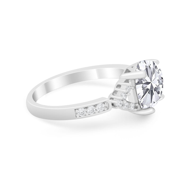 Art Deco Oval Wedding Ring Simulated Cubic Zirconia 925 Sterling Silver