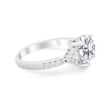 Art Deco Oval Wedding Ring Simulated Cubic Zirconia 925 Sterling Silver