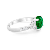 Art Deco Oval Wedding Ring Simulated Cubic Zirconia 925 Sterling Silver