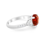 Art Deco Oval Wedding Ring Simulated Cubic Zirconia 925 Sterling Silver
