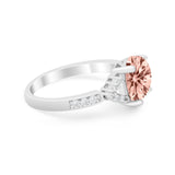 Art Deco Oval Wedding Ring Simulated Cubic Zirconia 925 Sterling Silver