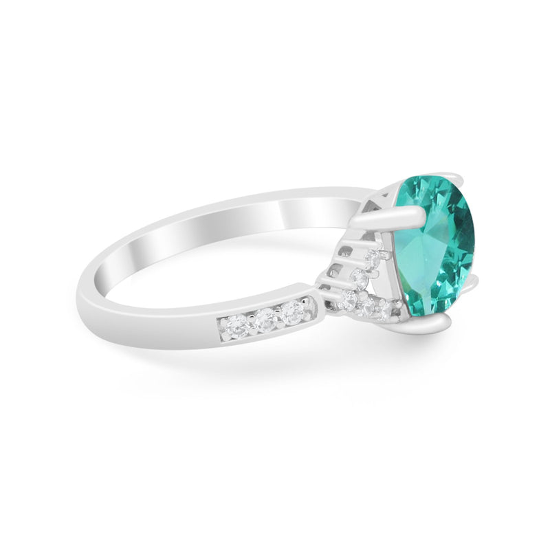 Art Deco Oval Wedding Ring Simulated Cubic Zirconia 925 Sterling Silver