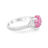 Art Deco Oval Wedding Ring Simulated Cubic Zirconia 925 Sterling Silver