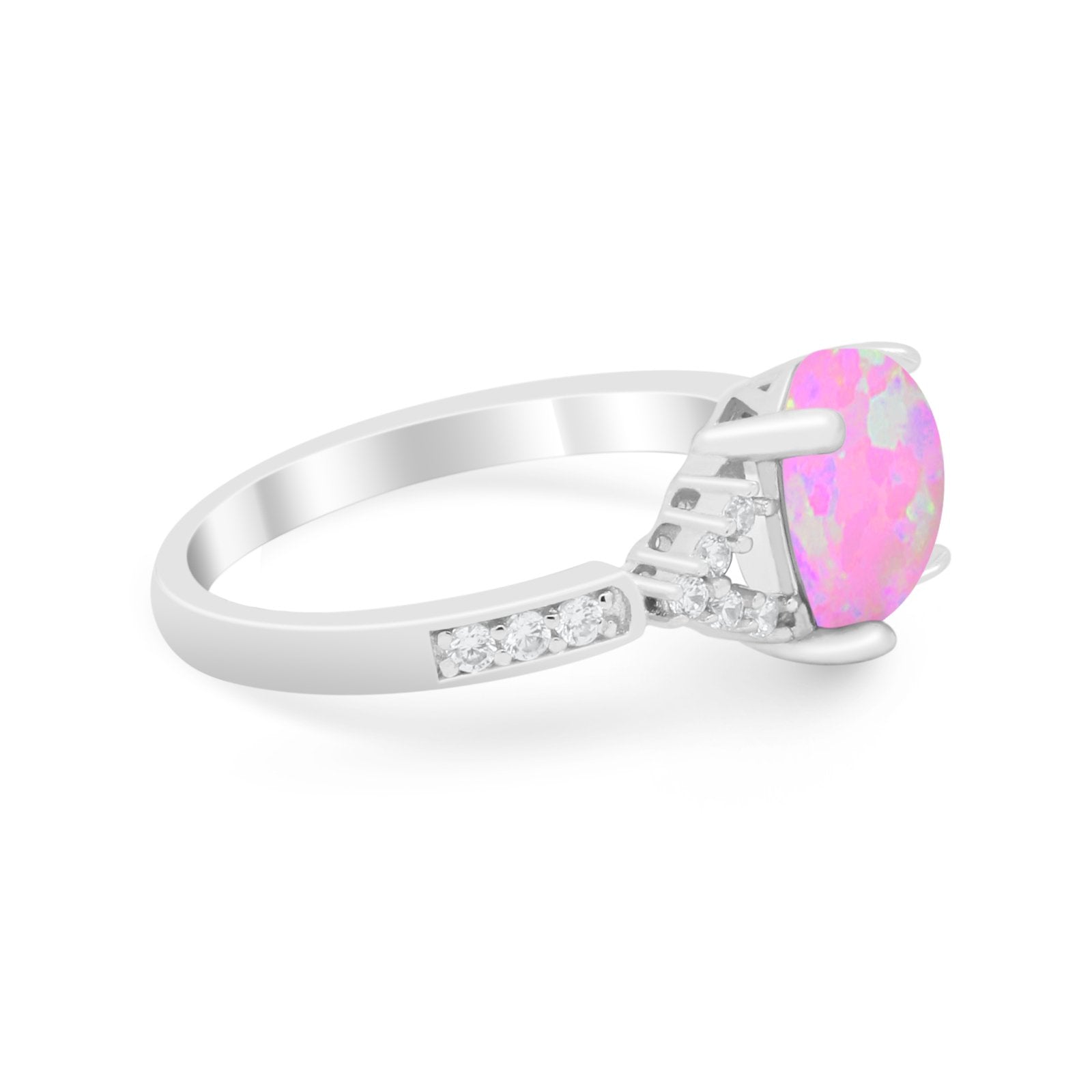 Art Deco Oval Wedding Ring Simulated Cubic Zirconia 925 Sterling Silver